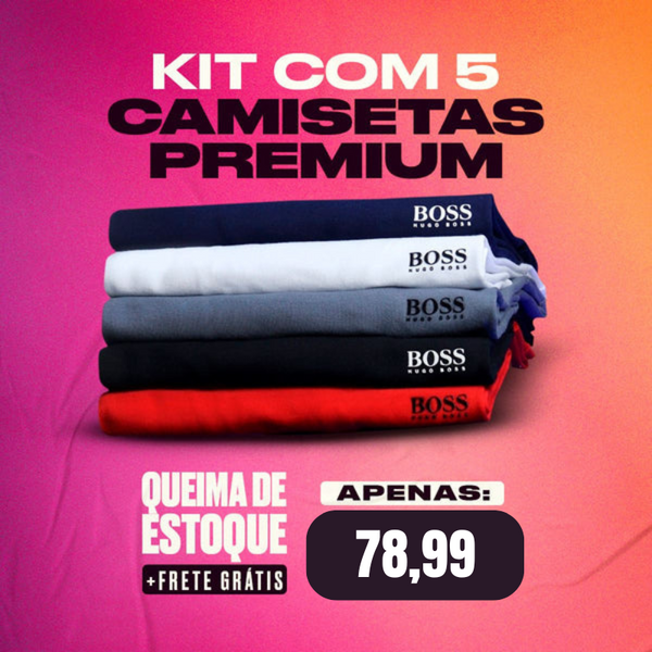 Boss® Kit de Camisetas Regular Fit Importadas de Brasil 5x1