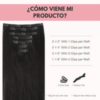 Lushen® Extensiones de Cabello Natural con Sistema de clip