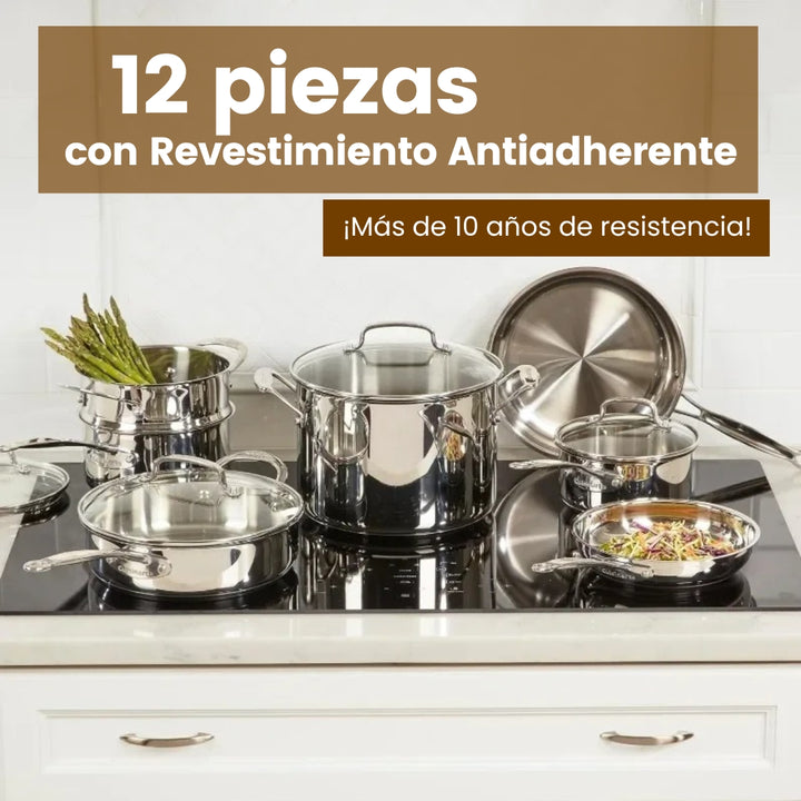 MasterPot® Set de Ollas Premium en Acero Inoxidable x12 Piezas