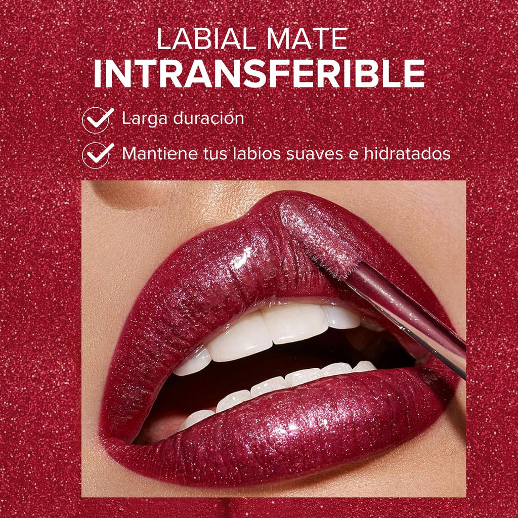Pudaier® Labial 3D Mate con Infusión de Glitter Intransferible – Homexpress