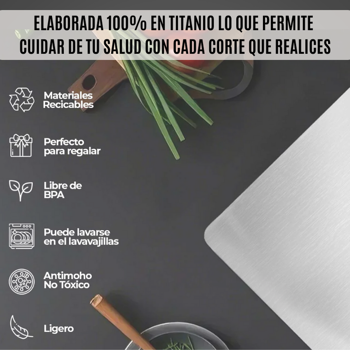 TitanCut® Tabla de picar 100% en Titanio antibacterial