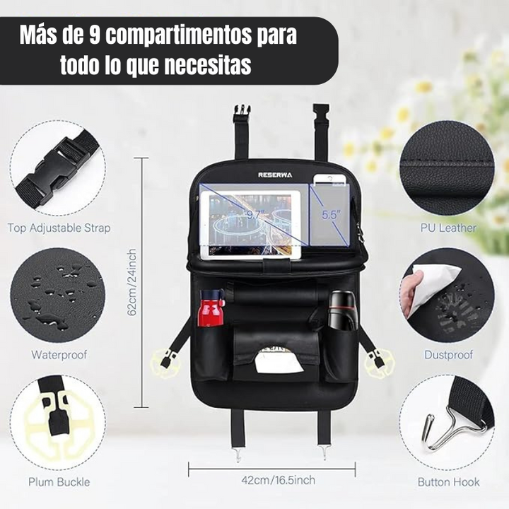SeatGuard™ Organizador de Asiento para Auto en Cuero